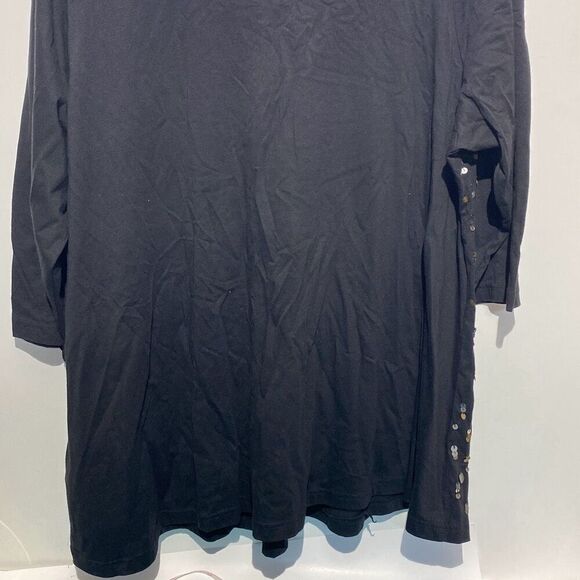 Roaman's Women's Black Embellished Sequin V-Neck 3/4 Sleeve Tunic Size 1X NWOT - Picture 7 of 11